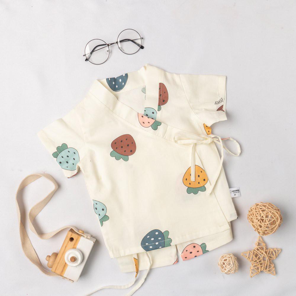 Bộ quần áo yukata cộc họa tiết xinh xắn cho bé BR21001 - 100% cotton Magickids