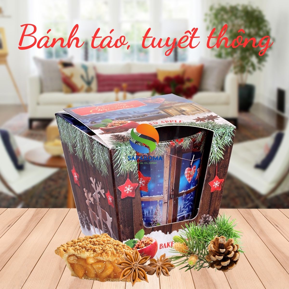 Ly nến thơm tinh dầu Bartek Charming Christmas 115g QT028491 - bánh táo nướng, nến trang trí, thơm phòng, thư giãn, hỗ trợ khử mùi (giao mẫu ngẫu nhiên)