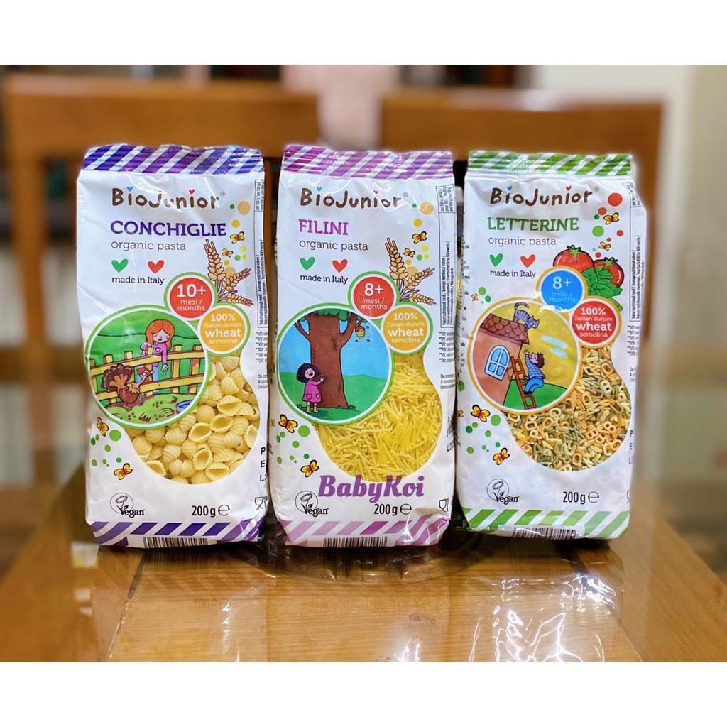 Mì nui ăn dặm hữu cơ cho bé hình chữ cái Bio Junior 200g ( từ 8 tháng tuổi)