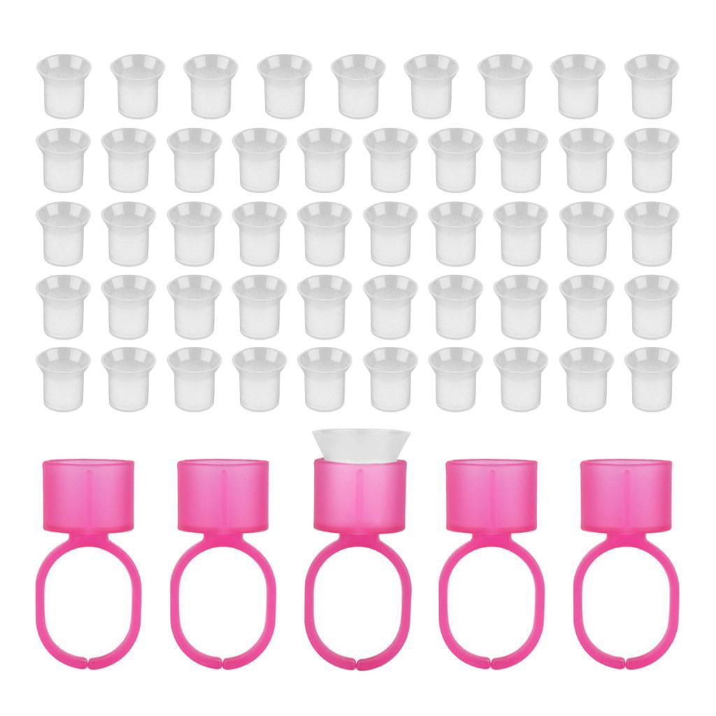 50pcs Disposable Tattoo Ink Cups Pigments Holder Rings with Sponge Black