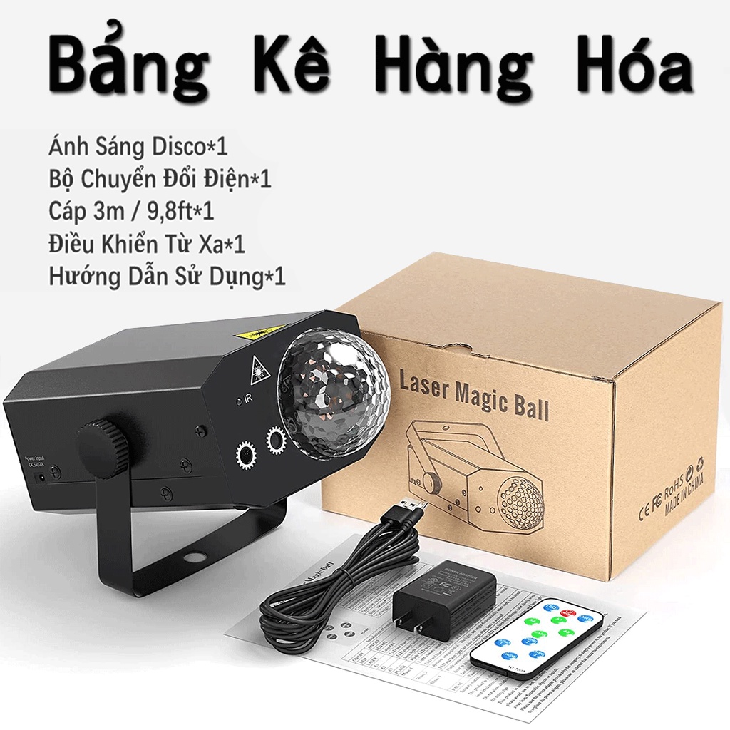 Đèn Laser Ánh Sáng laze Cảm Biến Âm Thanh, Kết Hợp LED Xoay 7 Màu Dùng Trang Trí Vũ Trường, Phòng karaoke - HÀNG CHÍNH HÃNG MINIIN