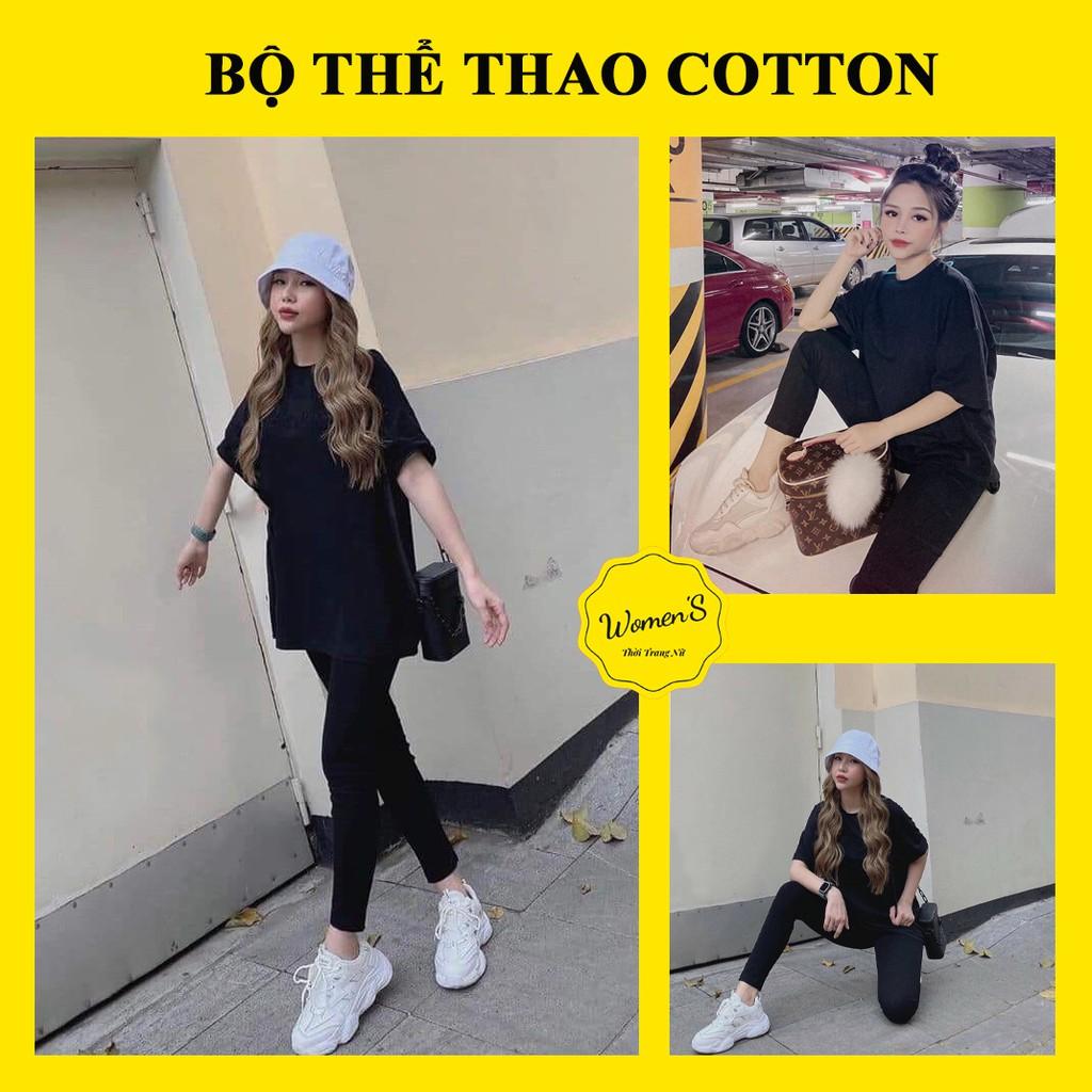 Bộ thể thao Nữ cộc tay mùa hè Bộ thể thao nữ chất Cotton co dãn 4 chiều