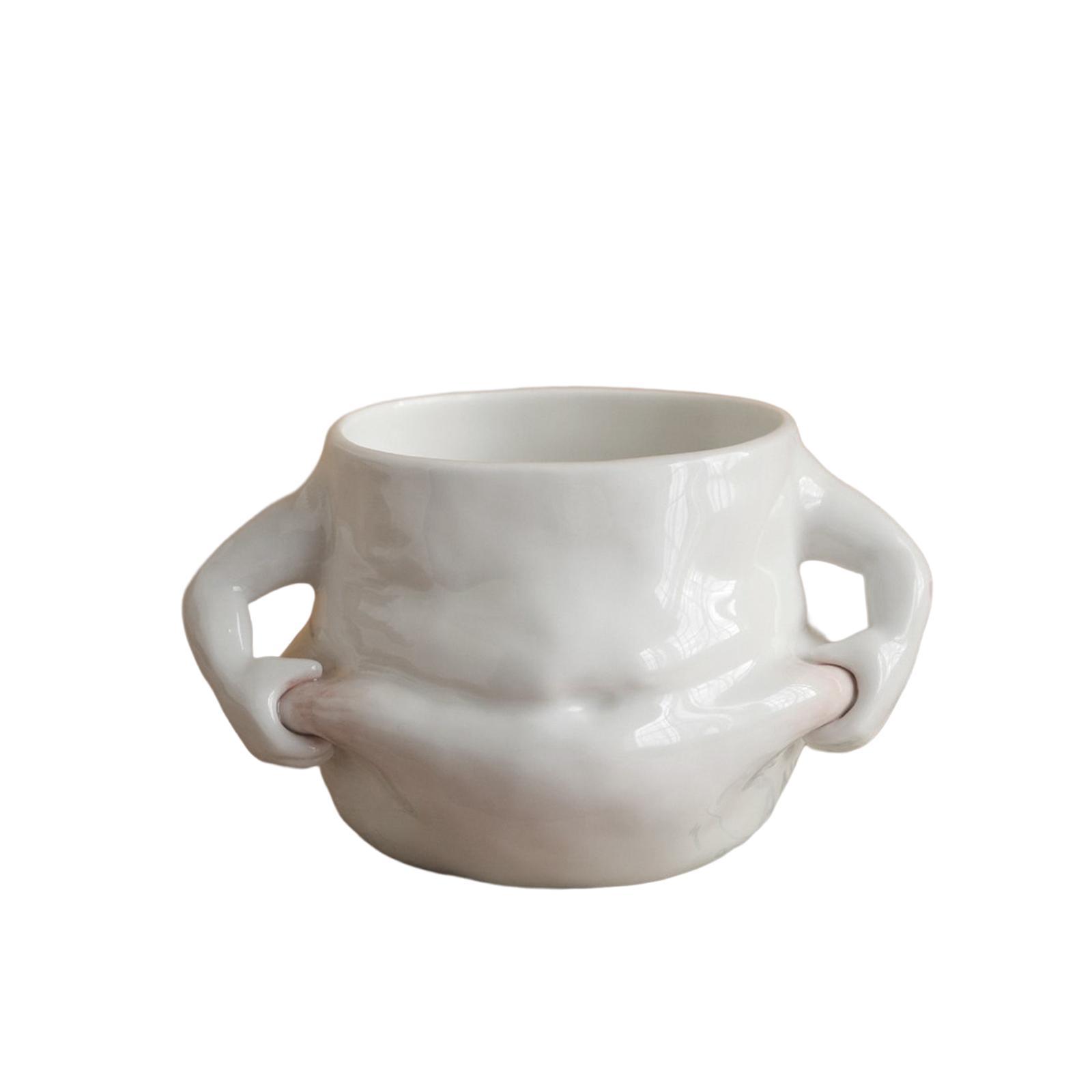 Funny Ceramic Coffee Mug Water Cup White with Handles for Wedding Home