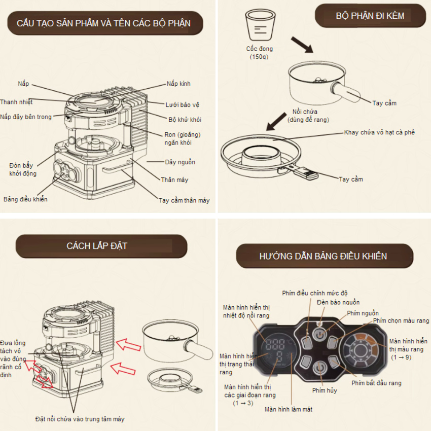 Máy rang hạt cà phê không khói tự động chuyên nghiệp. Thương hiệu Đài Loan cao cấp Wing Kwong WCR-150. HÀNG CHÍNH HÃNG