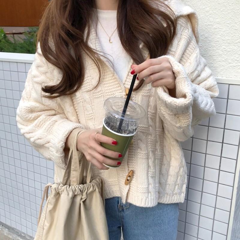 Áo khoác cardigan dệt kim màu trơn thanh lịch thời trang dành cho nữ