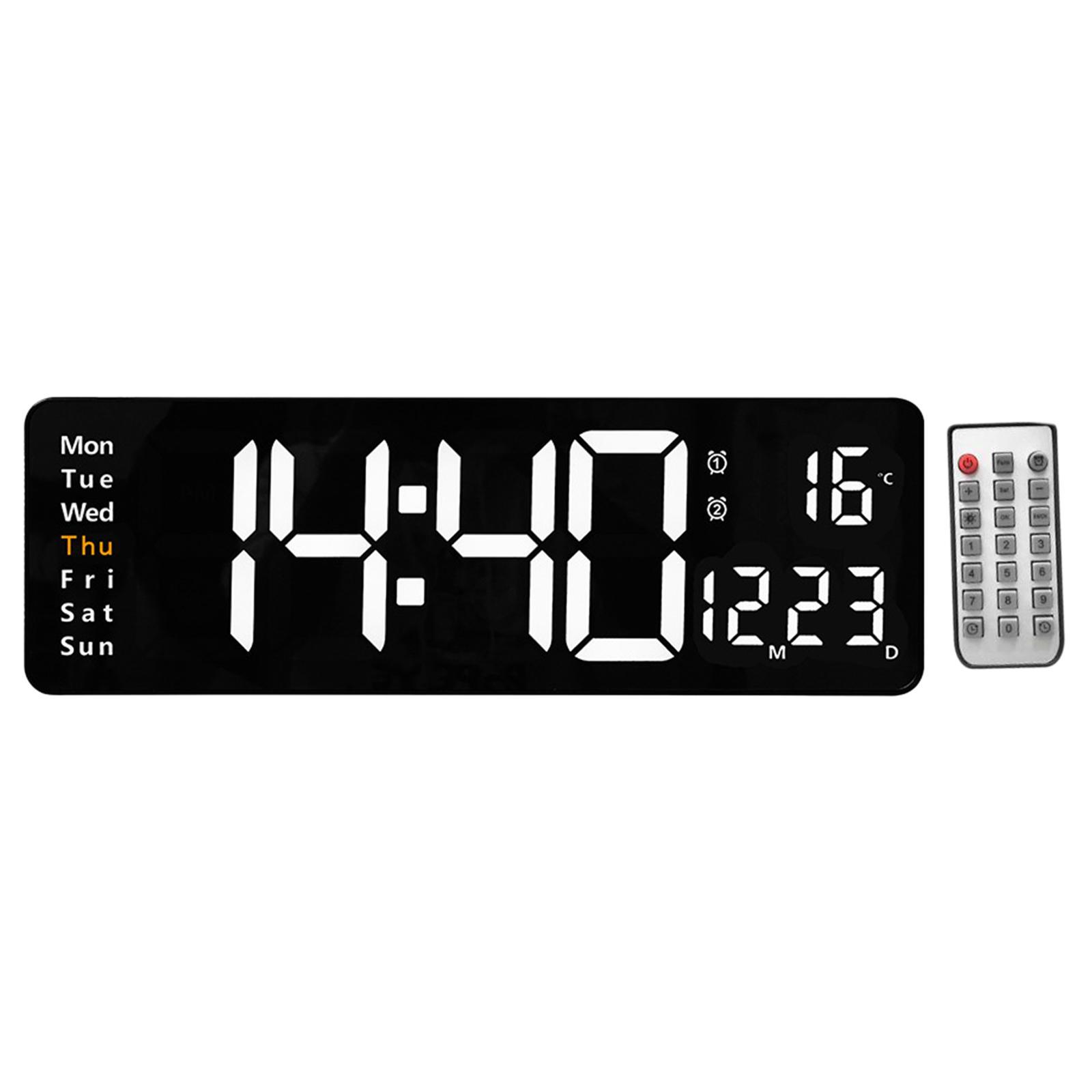 15'' Large Wall Clock Modern Mute Temperature W/ Calendar Clocks Memory Function Study Room Bedroom Decor