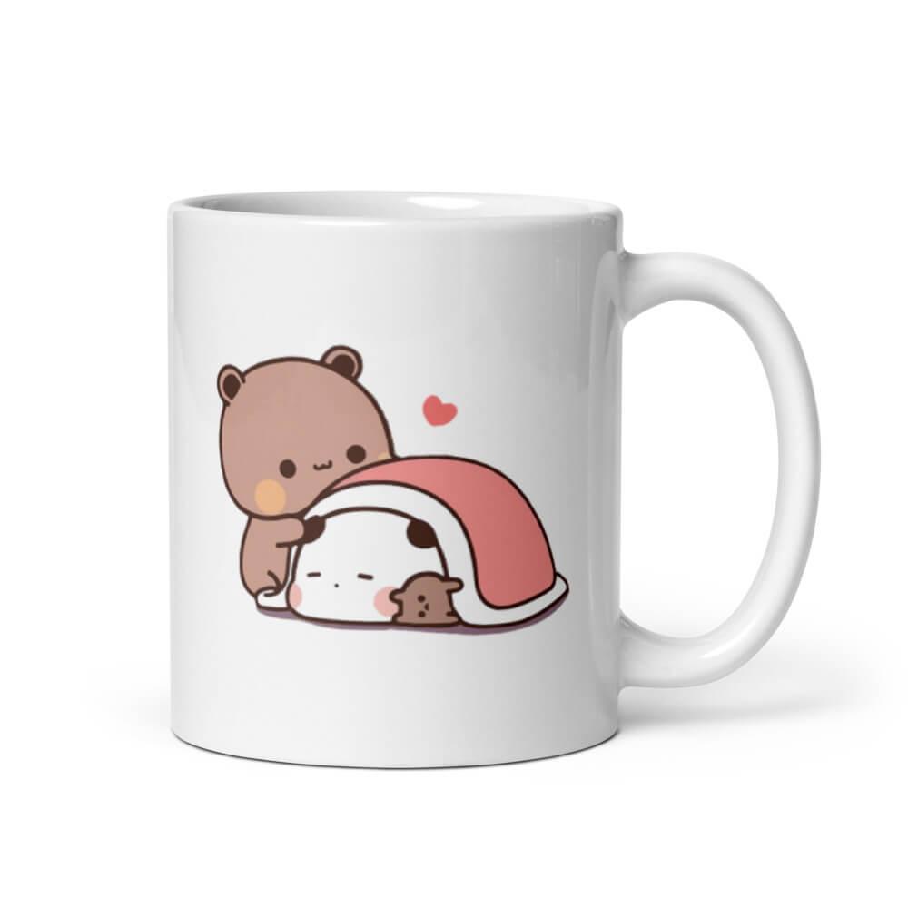 Cốc sứ hình Gấu Peach và Goma dễ thương - Màu trắng