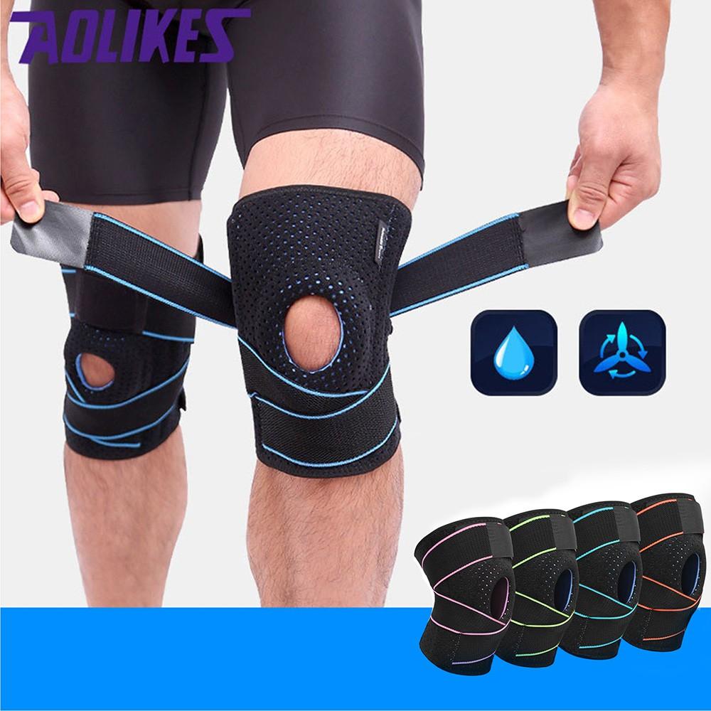 Bó gối tập Gym - bảo vệ gối thể thao Aolikes có lò xo trợ lực