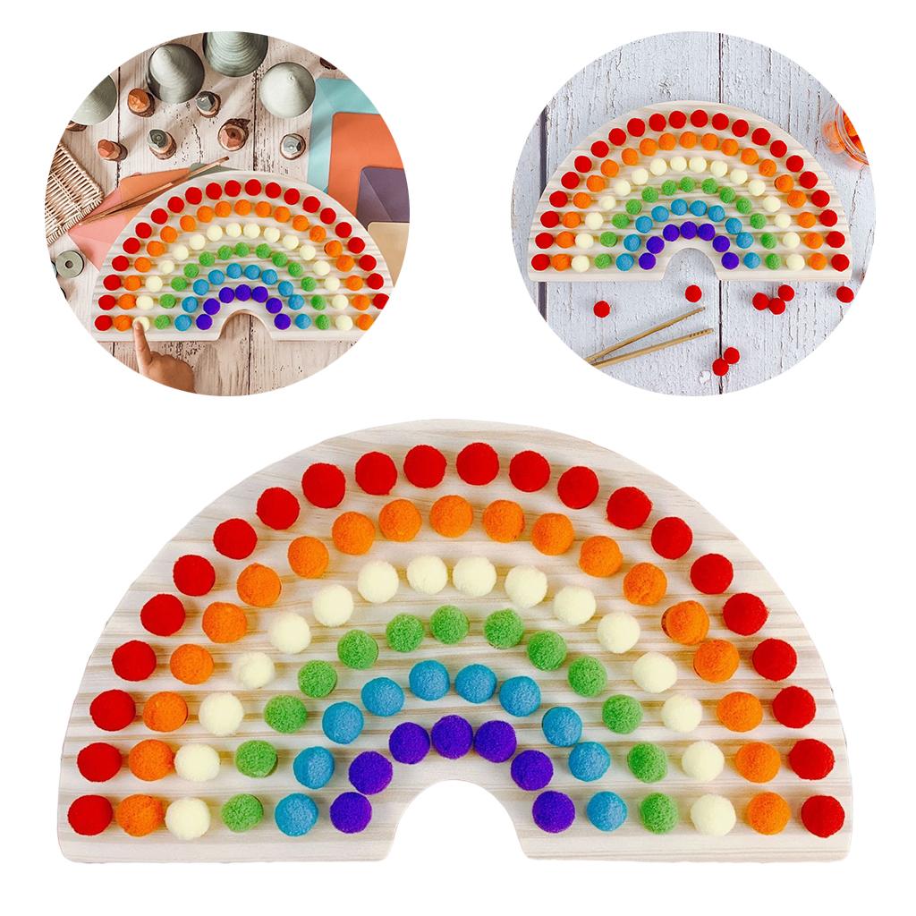 Rainbow Board Clip Beads Recognition Education Fun Interactive Toys Gift