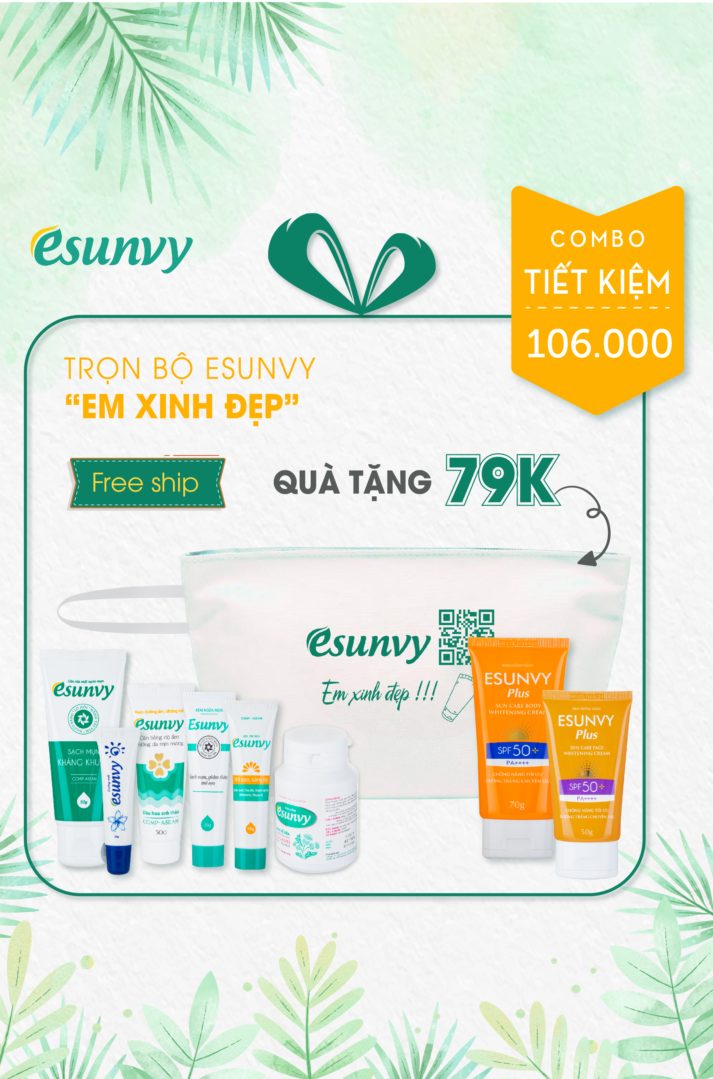 Trọn Bộ Esunvy “Em Xinh Đẹp” - Giúp Sạch Mụn, Hết Thâm, Mờ Sẹo Dùng Cho Mọi Loại Da EXD