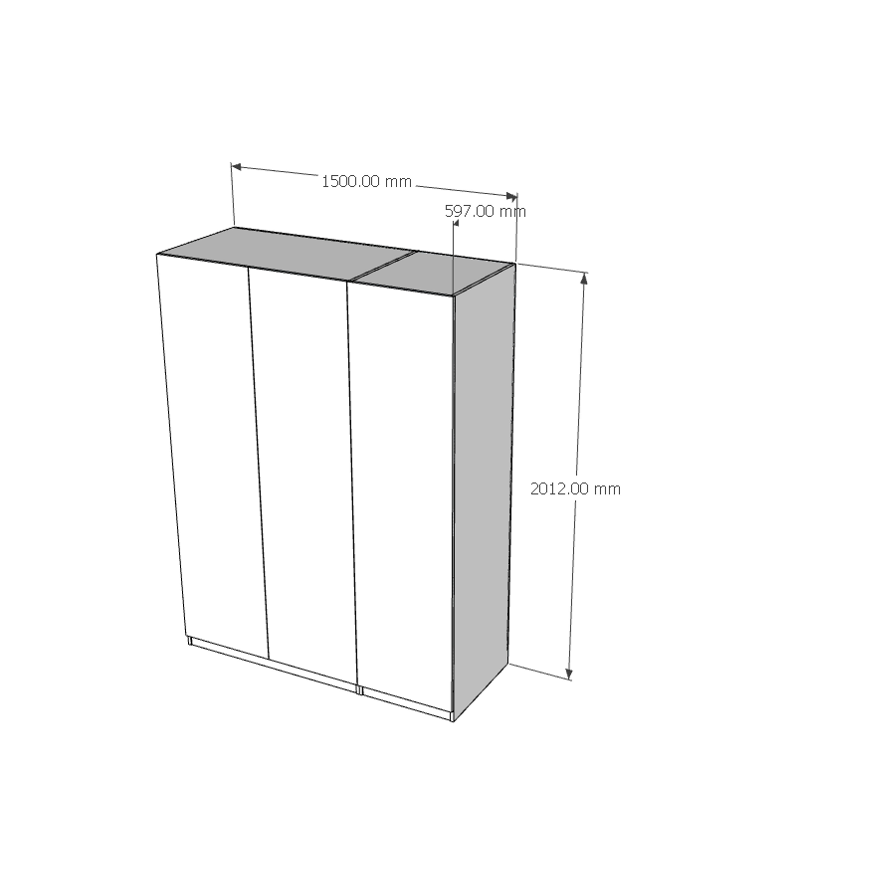 SCANDINA, Tủ quần áo 3 cửa mở 1m5x2m ,150cm x 60cm x 201cm , TCM_089
