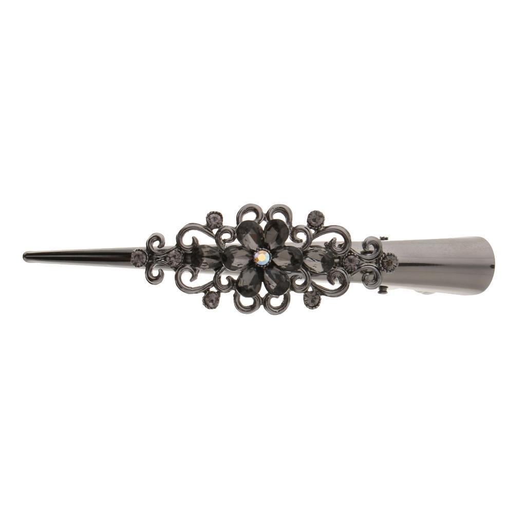 4x Fashion Hair Styling Tool Women Plated Rhinestone Hair Clip Duckbill Clip
