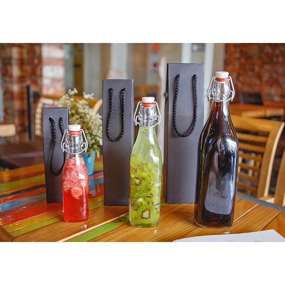 Chai thủy tinh vuông nắp cài Swing 1 lít - 500ml - 250ml - 125ml Bormioli Rocco - HÀNG CHÍNH HÃNG