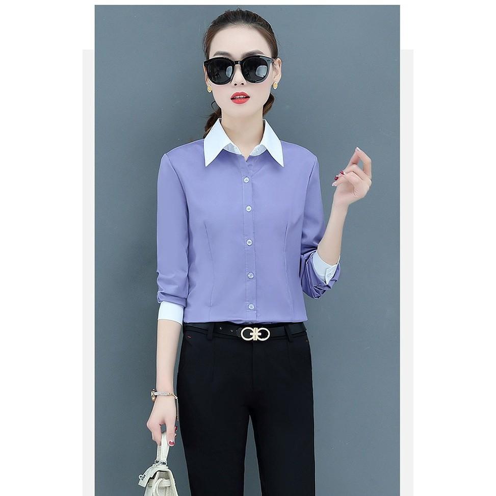 Áo sơ mi nữu công sở phối màu s16
