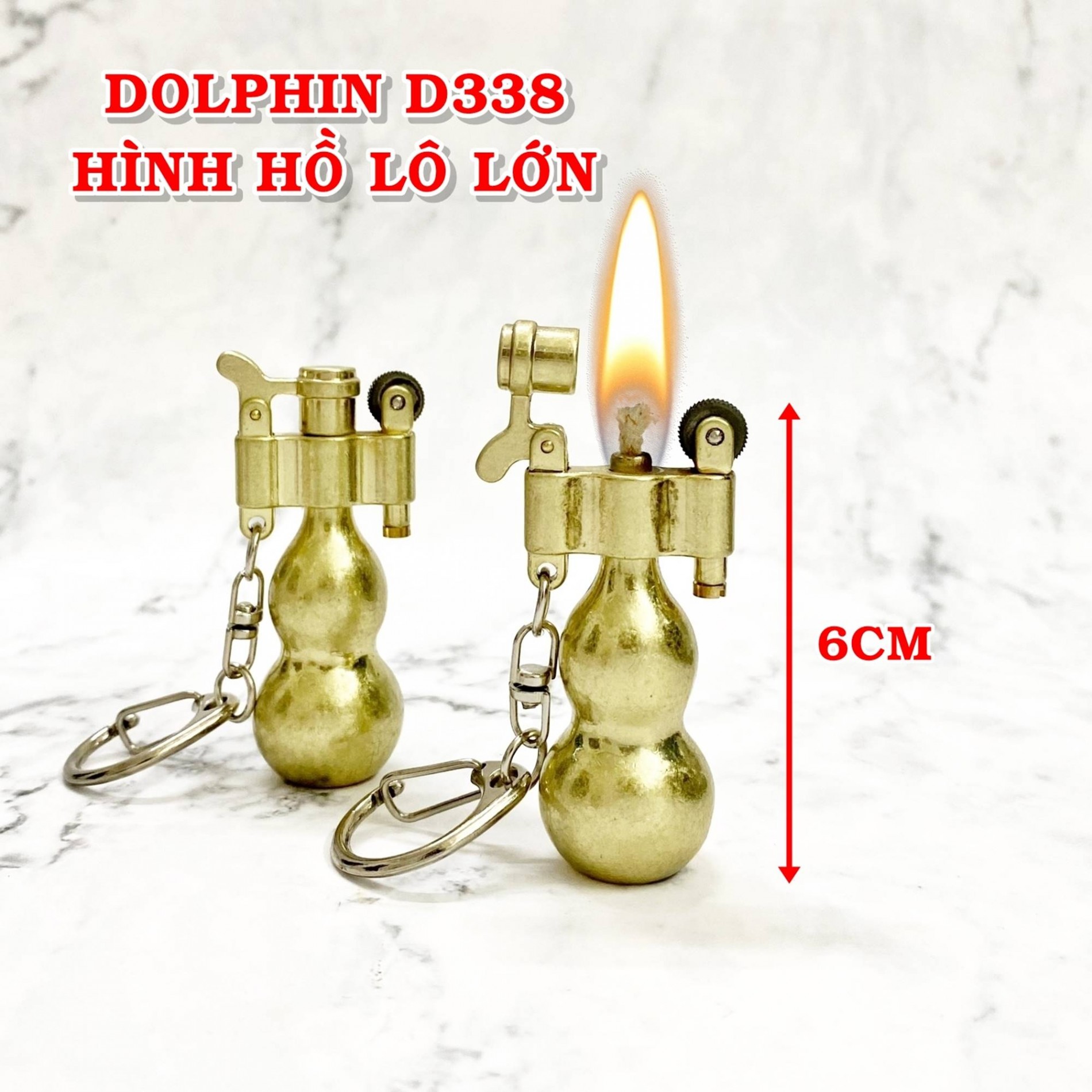 D338 - BẬT LỬA - MÓC KHÓA DOLPHIN XĂNG ĐÁ CỔ HÌNH HỒ LÔ LỚN D338 (KIM LOẠI) - (XÀI XĂNG)