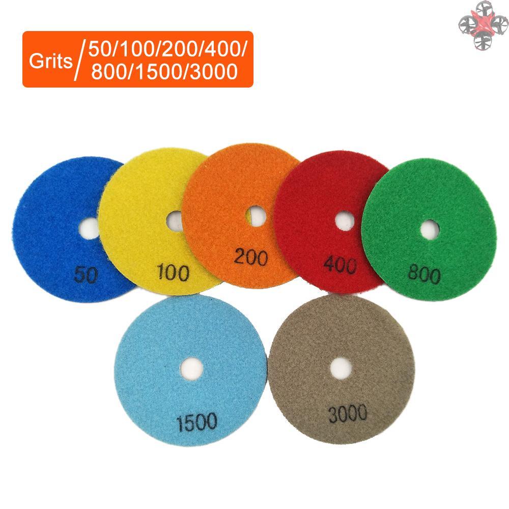 7PCS 4 Inch Set Wet Dry Diamond Polishing Pads For Granite Concrete Marble