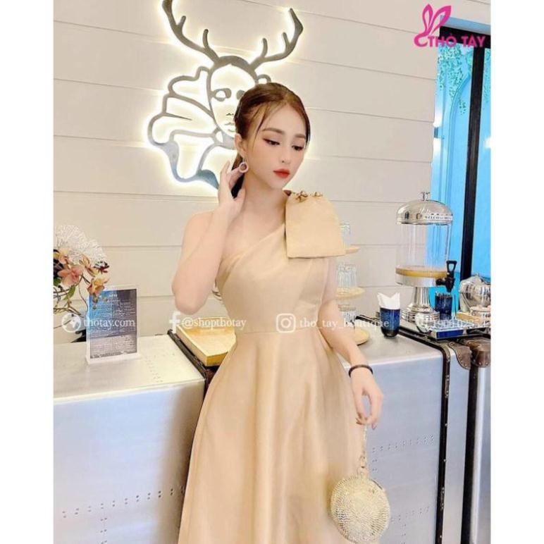 ĐẦM XÒE 1 VAI PHỐI NƠ SANG TRỌNG - SIZE M/L ĐẾN 57kg - MS252V MMR