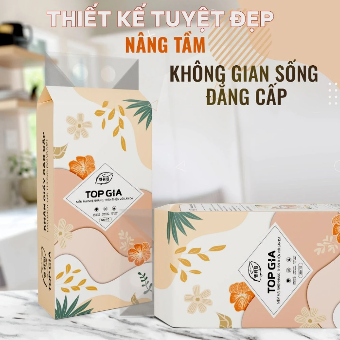 Thùng 4 gói lớn giấy rút SẮC HẠ Topgia mẫu mới siêu hot mềm mịn an toàn cho mọi loại da
