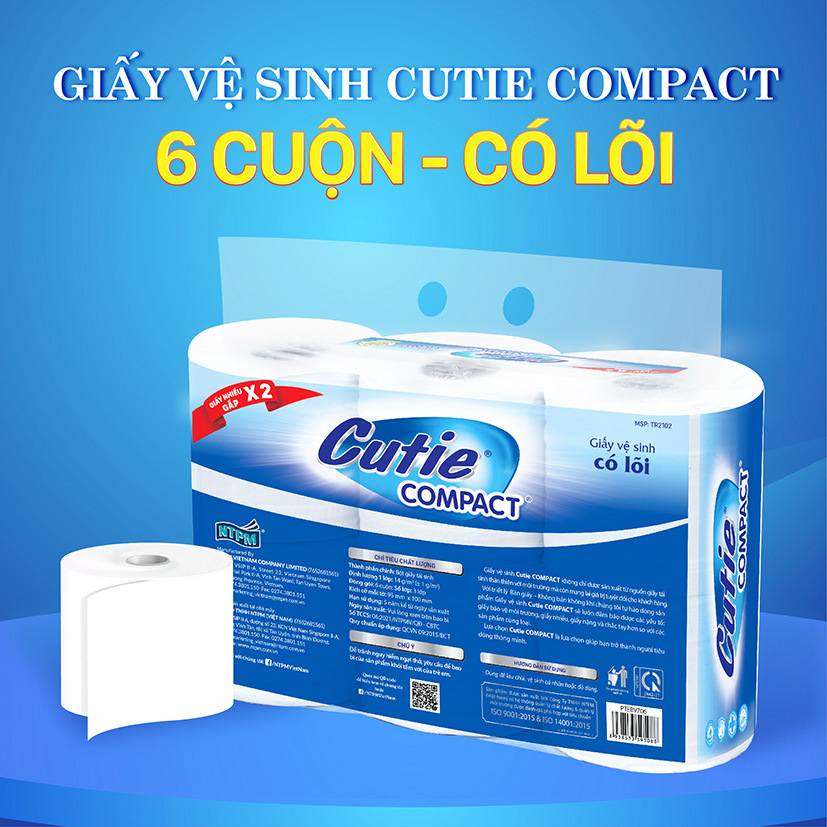 Giấy Vệ Sinh Cutie Compact có lõi 6 cuộn