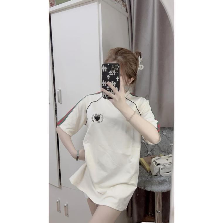 Áo Phông Unisex Tay Lỡ Logo CG Ngực Viền Tay Form Rộng Chất Cotton Khô Thoáng Mát
