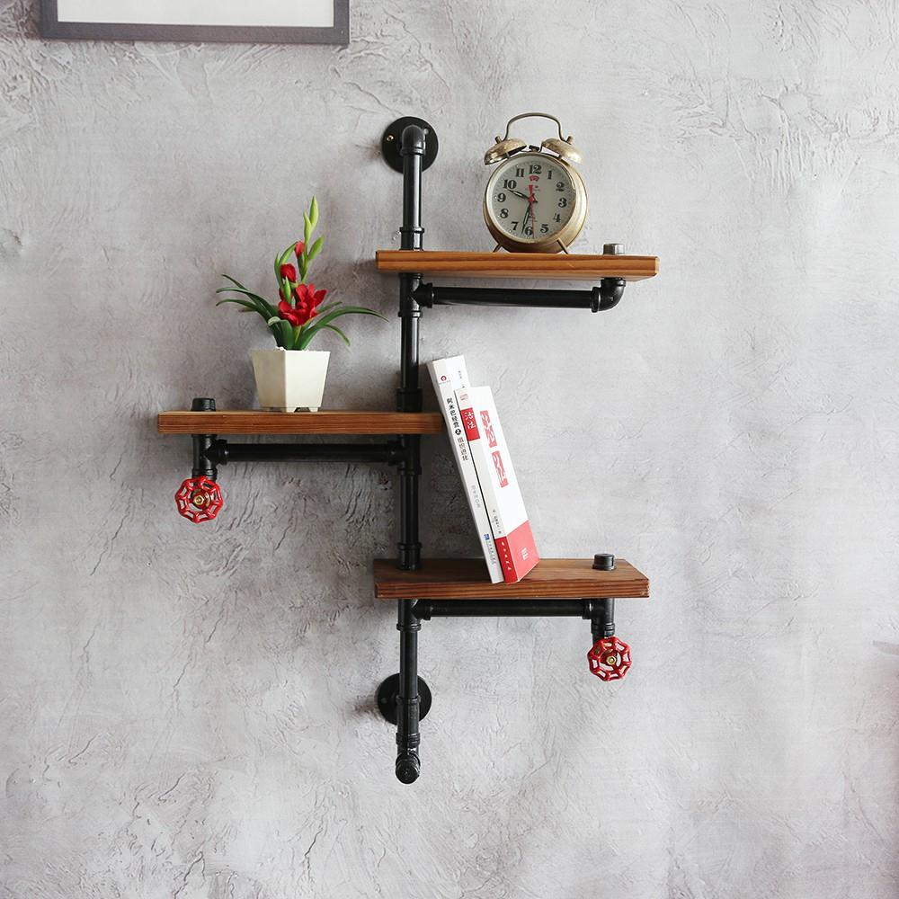 Kệ ống nước treo tường chất liệu ống sắt trang trí decor quán cafe phong cách vintage