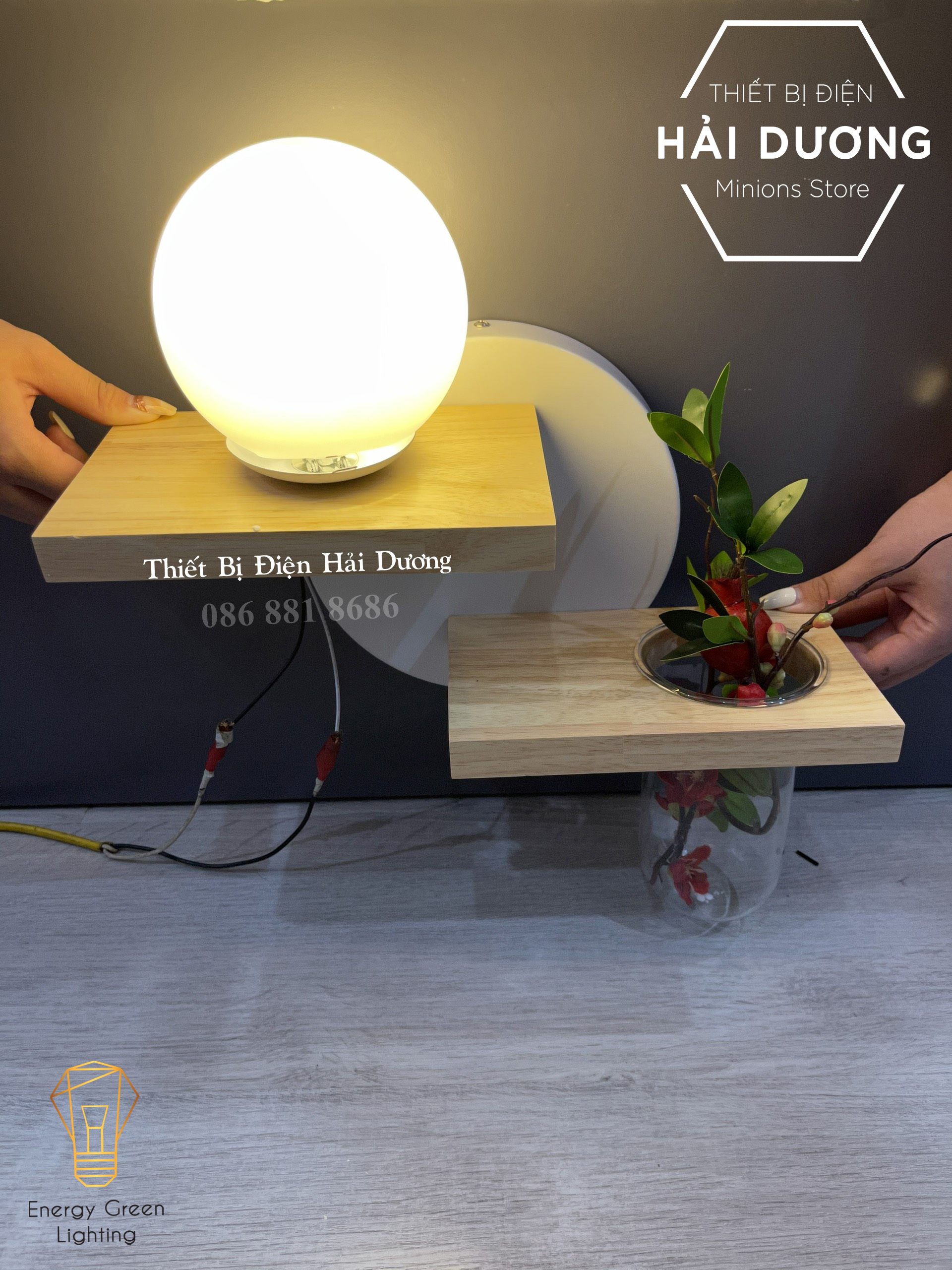 Đèn Tường Kệ Gỗ Chao Thủy Tinh Hiện Đại DT-3639 - Trang Trí Căn Phòng - Đã Bao Gồm Bóng LED 3W