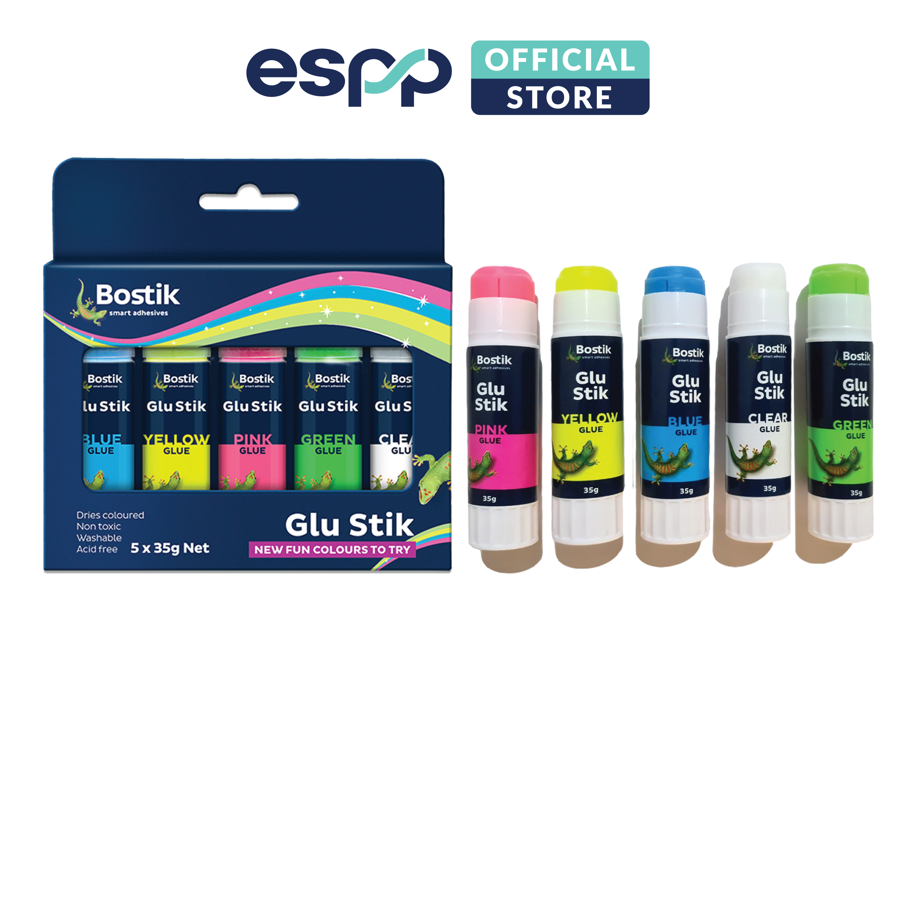 Set 5 chai x 35g hồ siêu dính 5 màu - BOSTIK