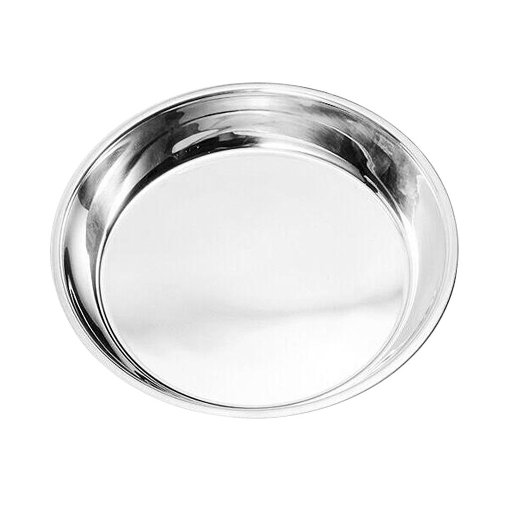 Hotel Stainless Steel Dinner Plate Dish for Salad BBQ Insulated New 24cm