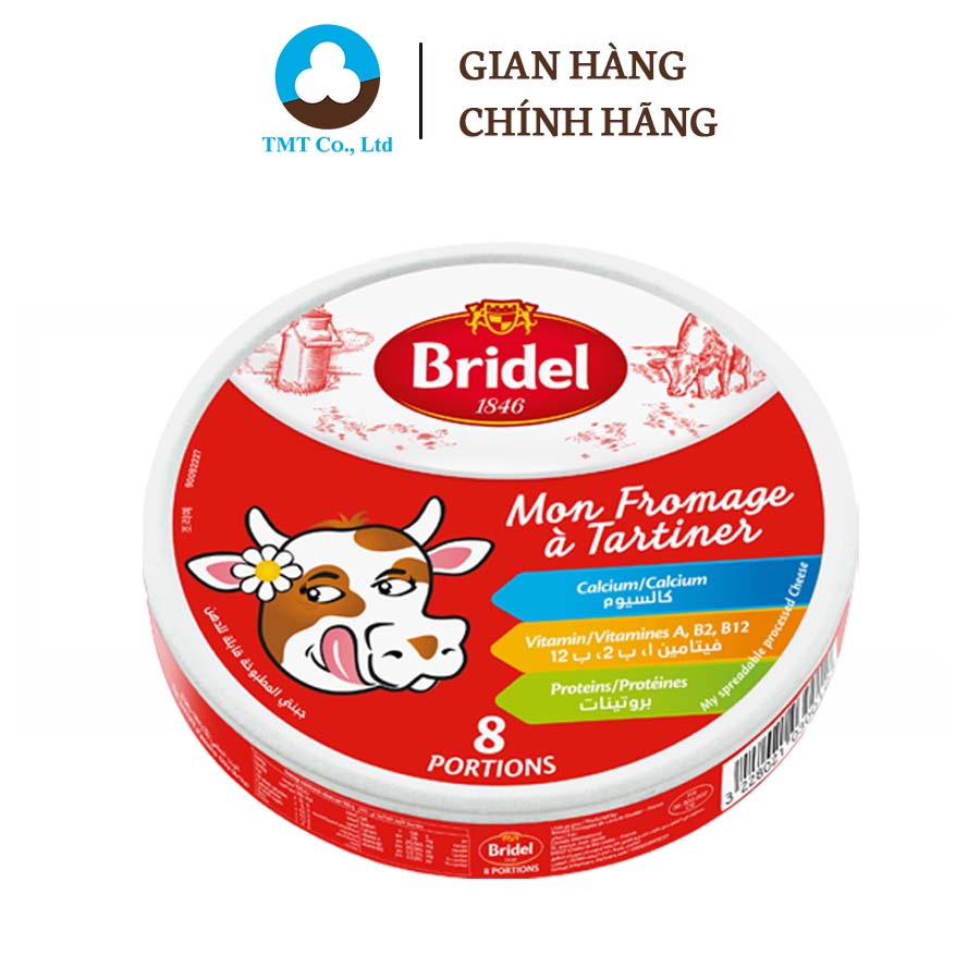 Phô mai tam giác thương hiệu Bridel hộp 8 miếng