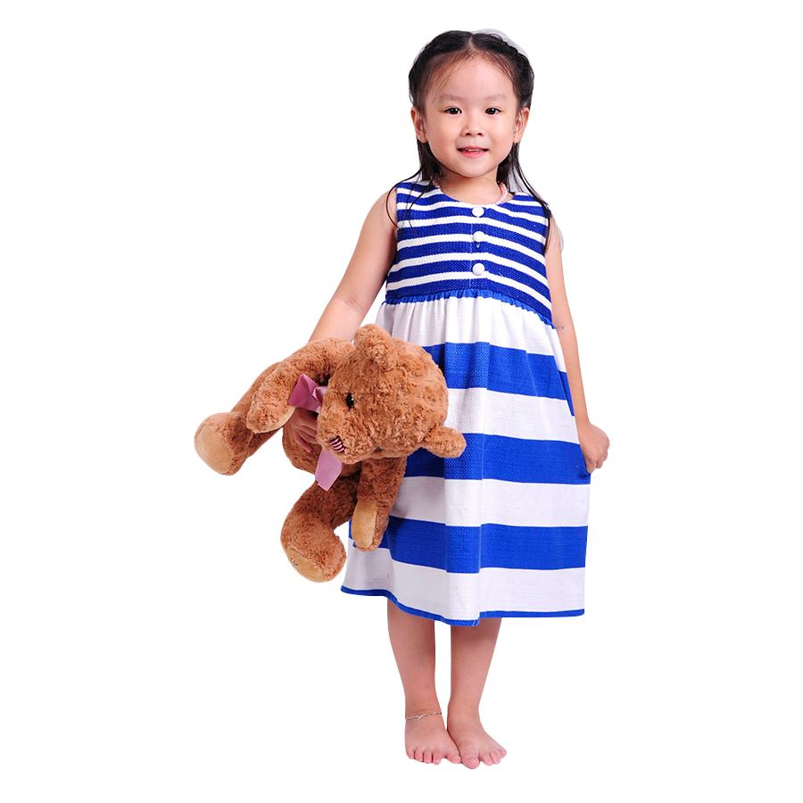 Đầm Bé Gái Sọc Xanh Trắng Ugether UKID31 - Sọc Xanh Trắng