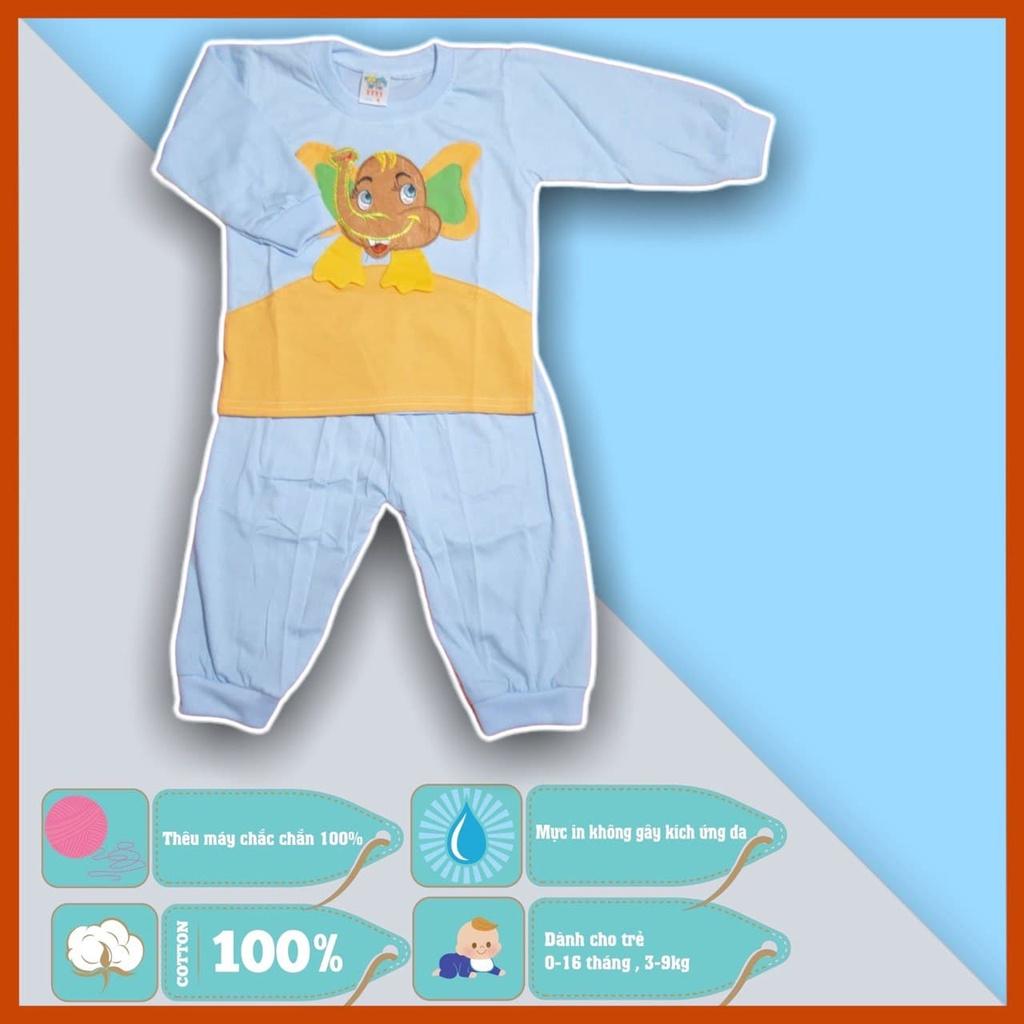 Set áo quần trẻ em sơ sinh thêu chú voi cute - 5 màu - dành cho trẻ 3 - 9kg - cotton 100%