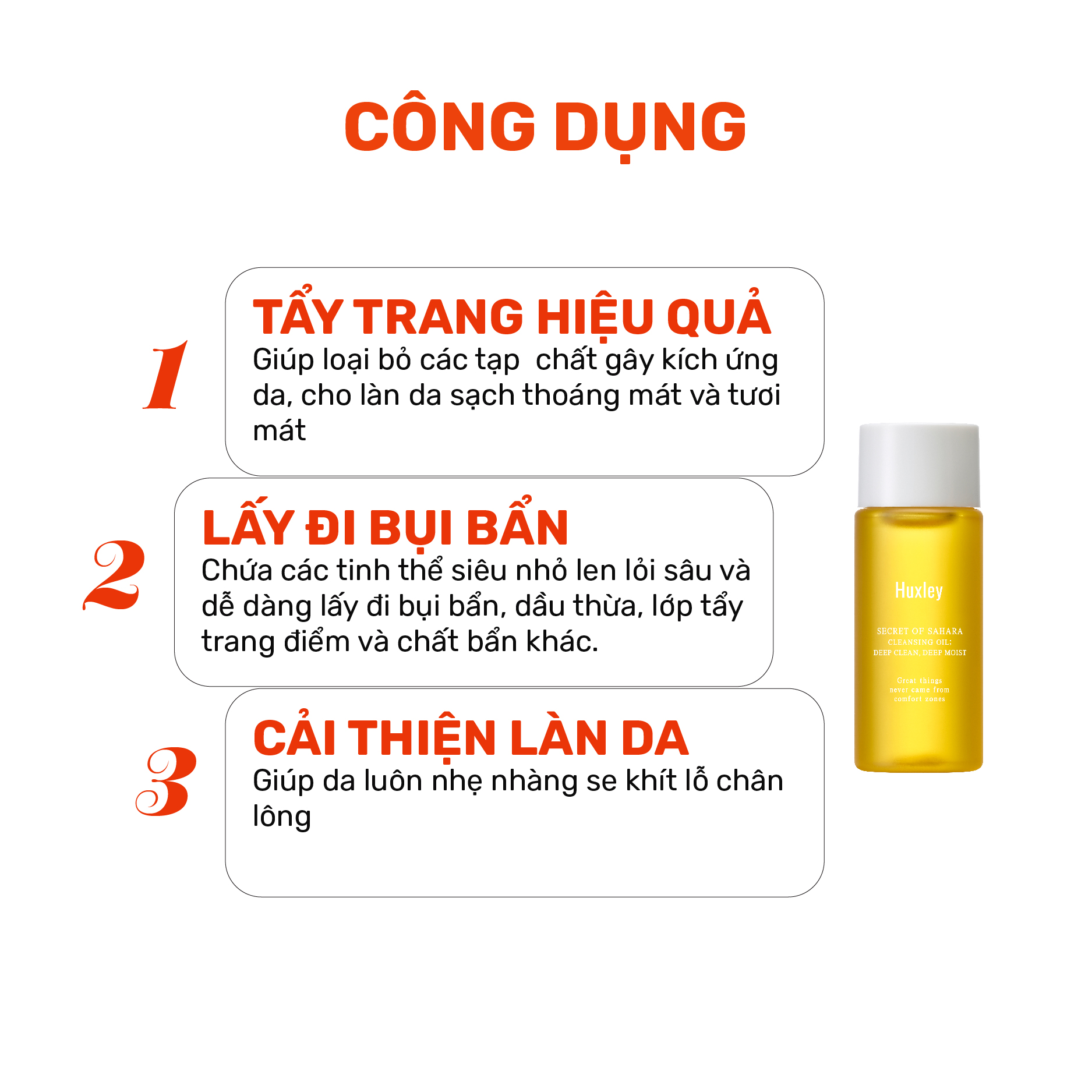 Dầu tẩy trang làm sạch sâu dưỡng ẩm mịn màng cho da Huxley Cleansing Oil Be Clean Be Moist 15ml