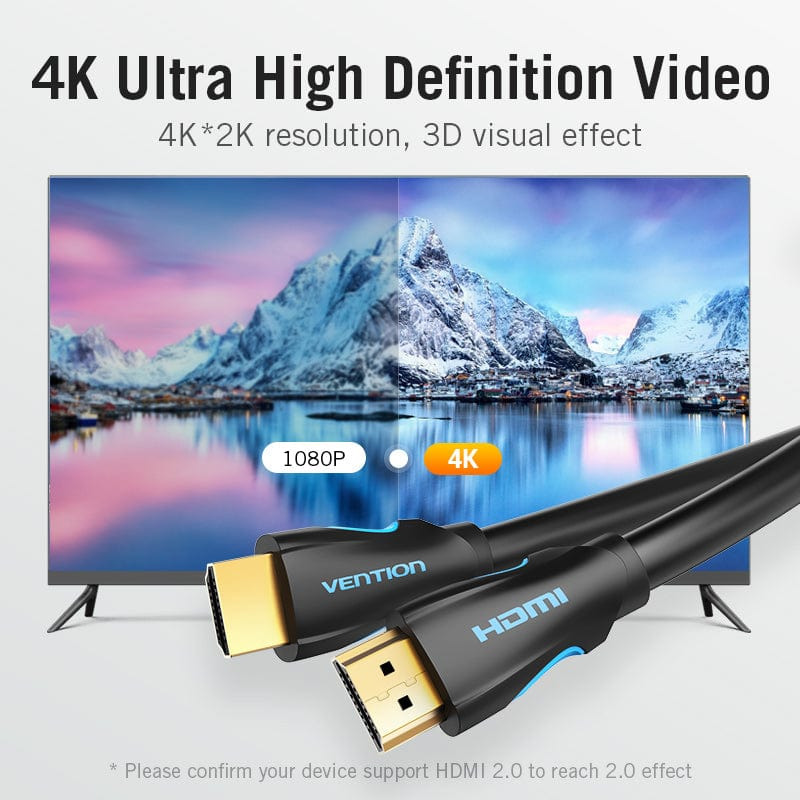 Cáp HDMI 2.0 hỗ trợ 2k,4k@60Hz Vention dùng cho máy tính, tivi, laptop.....Hàng chính hãng