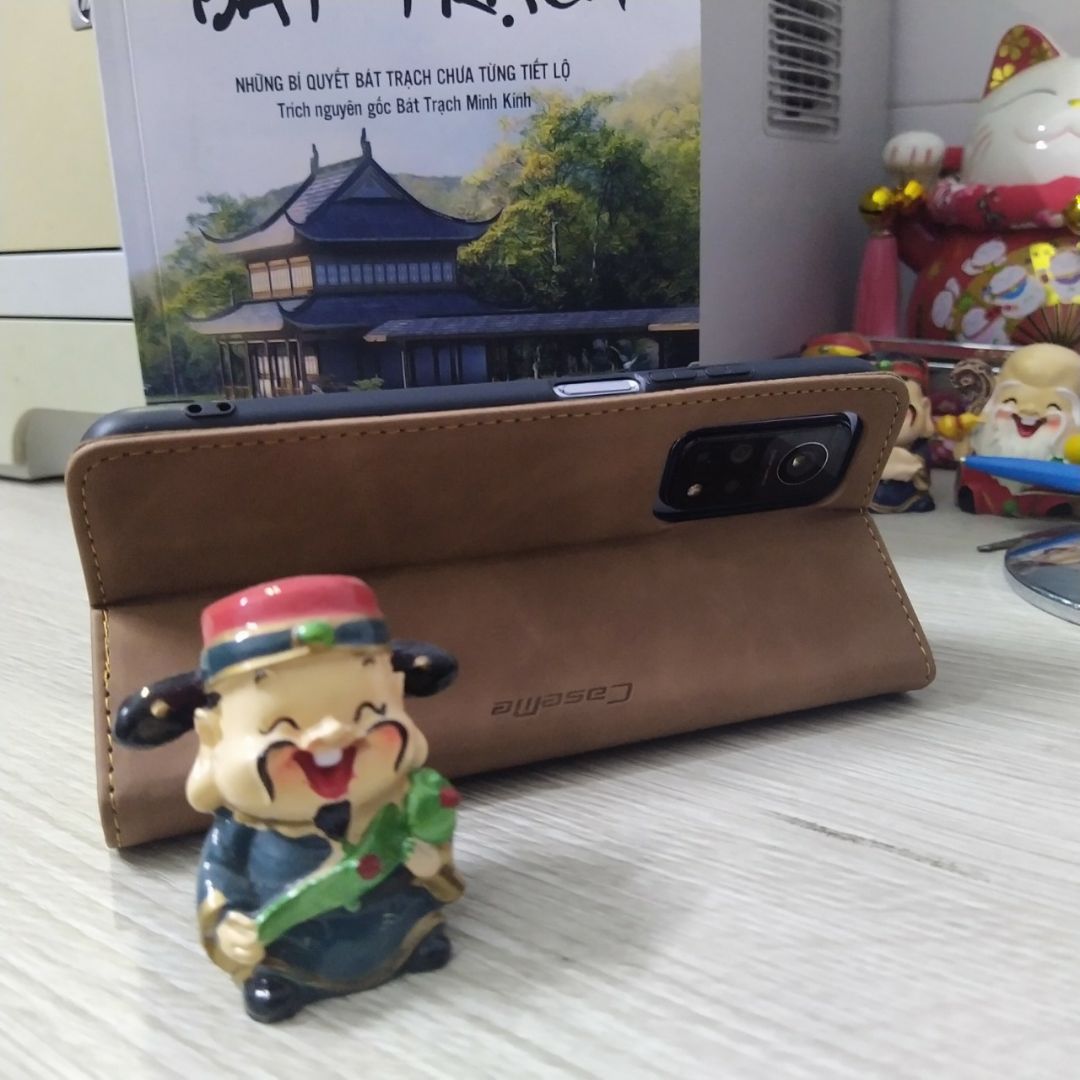 Bao da bò thật dạng ví chính hãng Caseme dành cho Xiaomi Mi 10T Pro