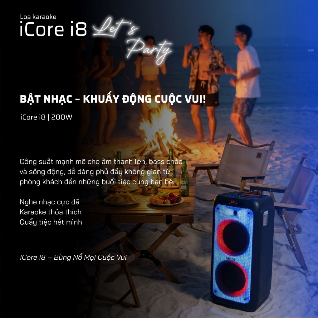 Bộ Loa Mic Karaoke Bluetooth iCore i8 - Hàng chính hãng