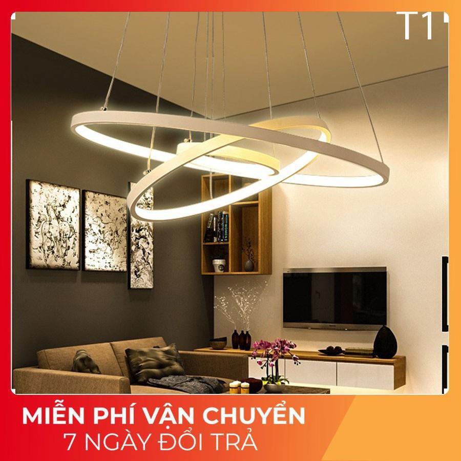 Đèn Thả Trần Không Gian Led T11 Hình Tròn 3 Vòng Viền Trắng/Vàng - 3 Chế Độ Ánh Sáng - Điều Khiển Từ Xa