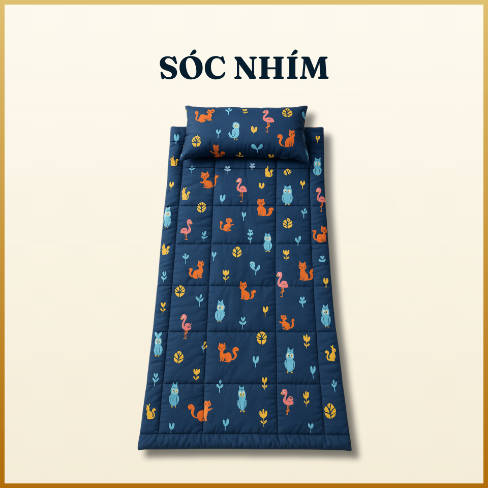 Combo nệm ngủ trưa văn phòng cao cấp A 80x190cm  1 gối hơi 35 x 50 cm – tặng kèm 1 vỏ gối cotton poly cùng màu – Sóc nhím