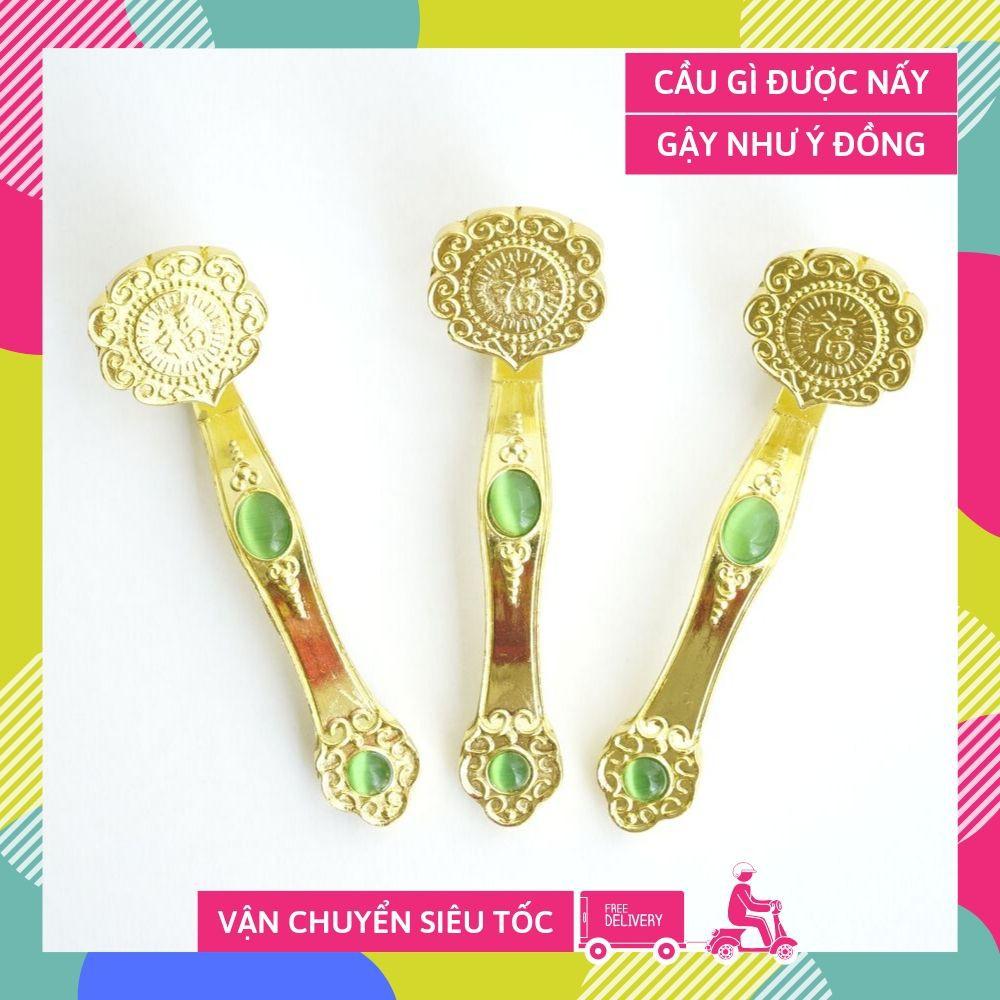 Gậy Như Ý đặt bàn thờ Thần Tài đồng mạ vàng cầu tài lộc