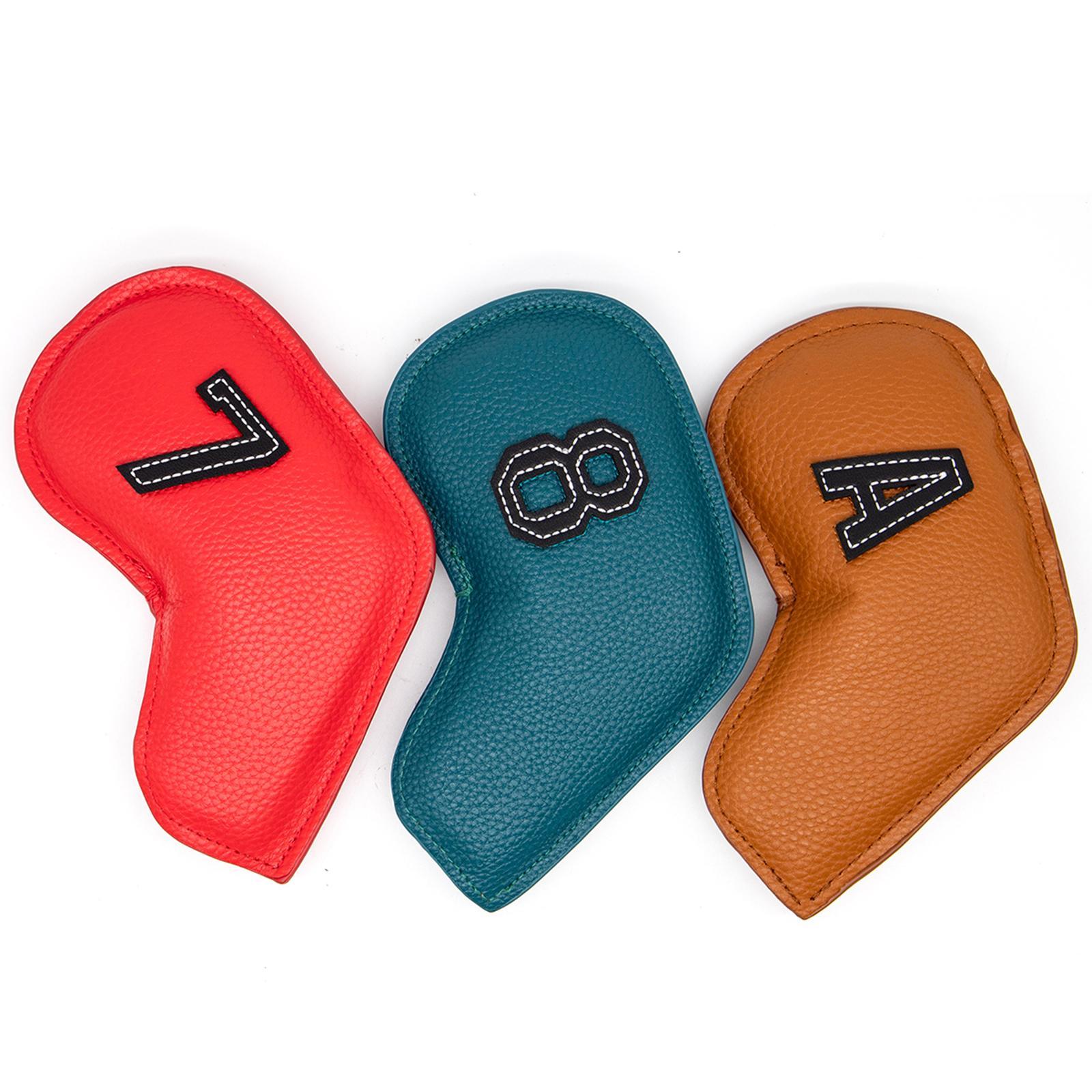 20Pcs Deluxe Golf Iron Headcover 3-9,P,S,A Club Embroidery Number Solid Color Head Cover Club Reused Golf Set Guard for Irons All Brands Men