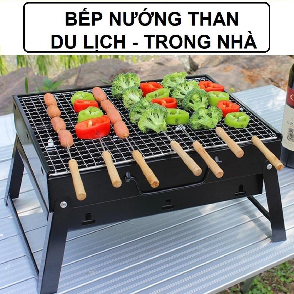 Bếp Nướng Than Hoa Hình Chữ Nhật Gấp Gọn Dã Ngoại Du Lịch Ngoài Trời Không Khói. Hàng Dầy - Hàng Chất Lượng