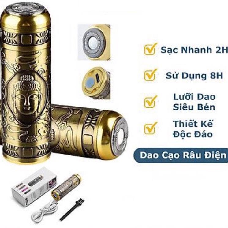 Máy Cạo Râu Hình Phật Sạc Điện USB Cho Nam Không Đau Với Bàn Chải Làm Sạch Một Cách Nhanh Chóng.