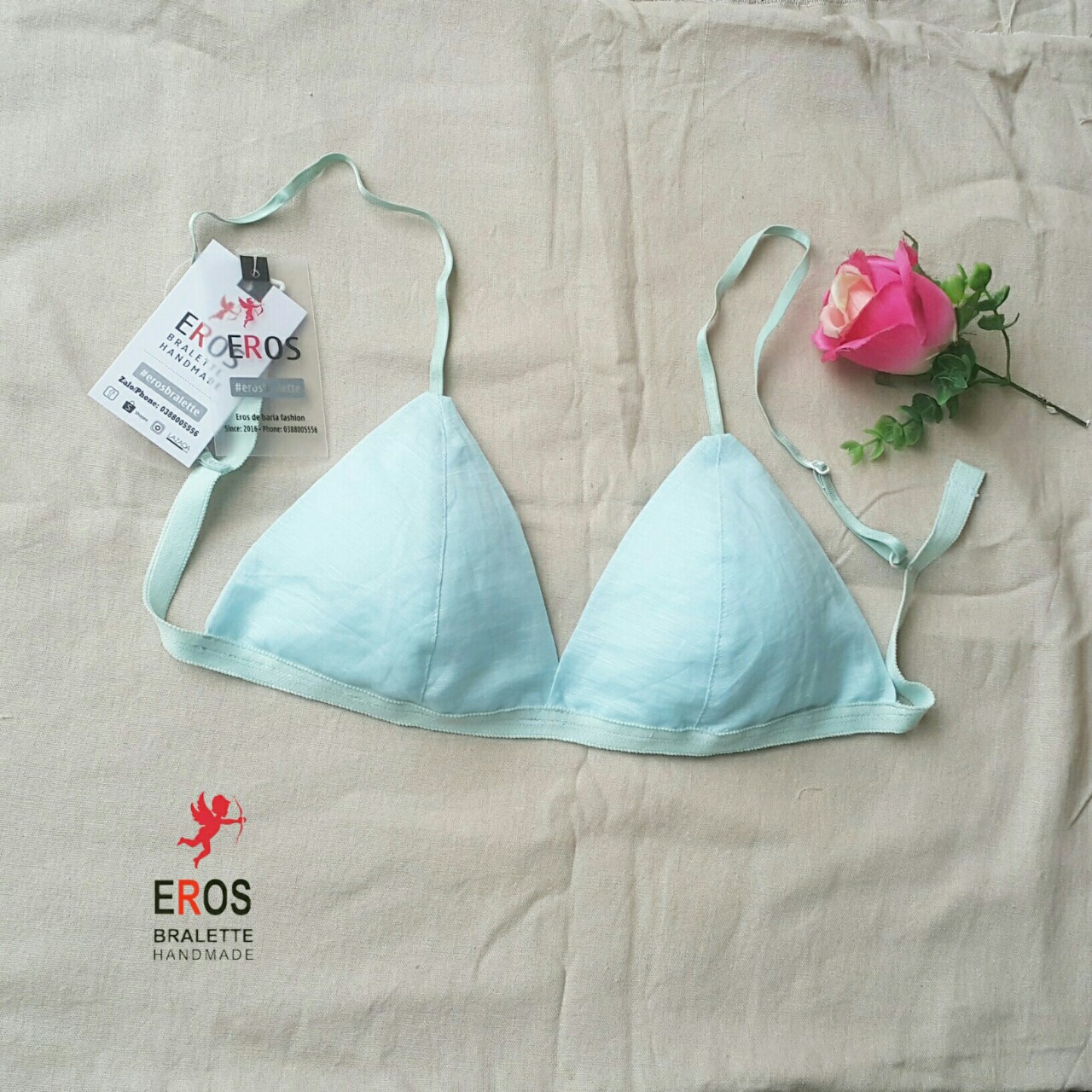 Áo lót bralette vải linen màu xanh ngọt ngào của nhà eros