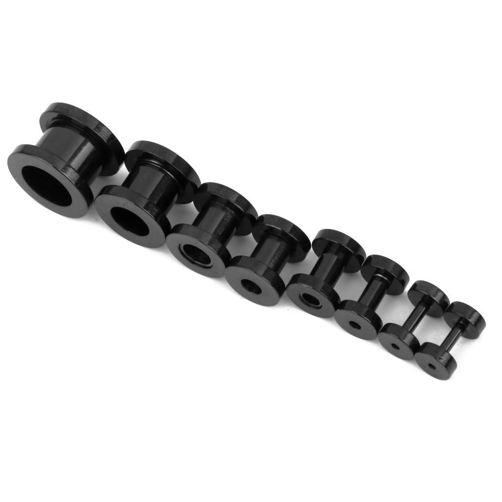 16PCS Stainless Steel Ear Plugs Tunnel Stretcher Expander Kit Black