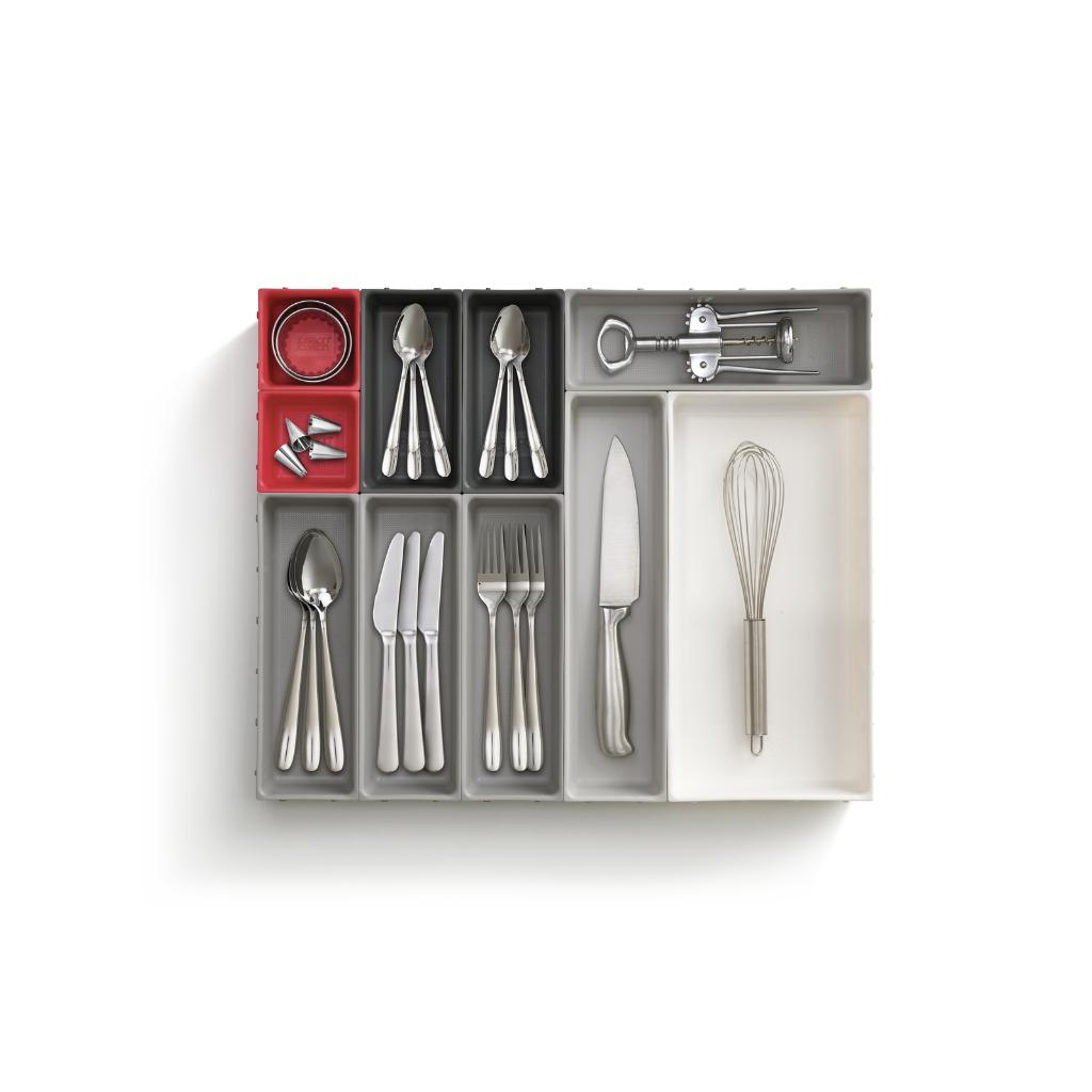 Bộ 10 khay chia ngăn kéo đựng đồ Joseph Joseph Duo 003550 (Đỏ/Xám) - Drawer Organiser Set (Grey/Red)