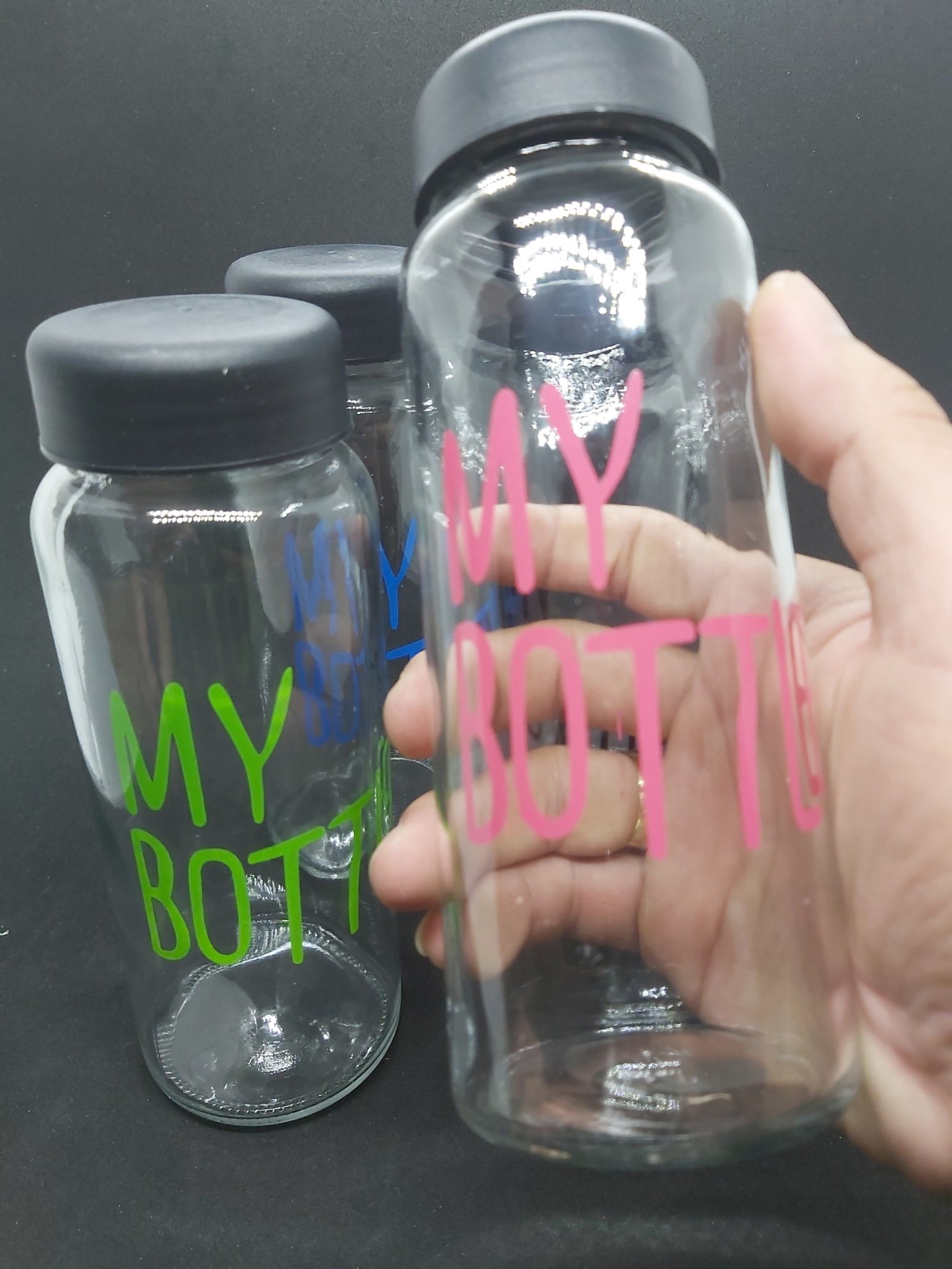 Combo 8 Chai Thủy Tinh đựng nước MY BOTTLE 500ML - Nắp nhựa đen (Bình thủy tinh đựng nước, đựng sữa - Chai đựng nước ép)