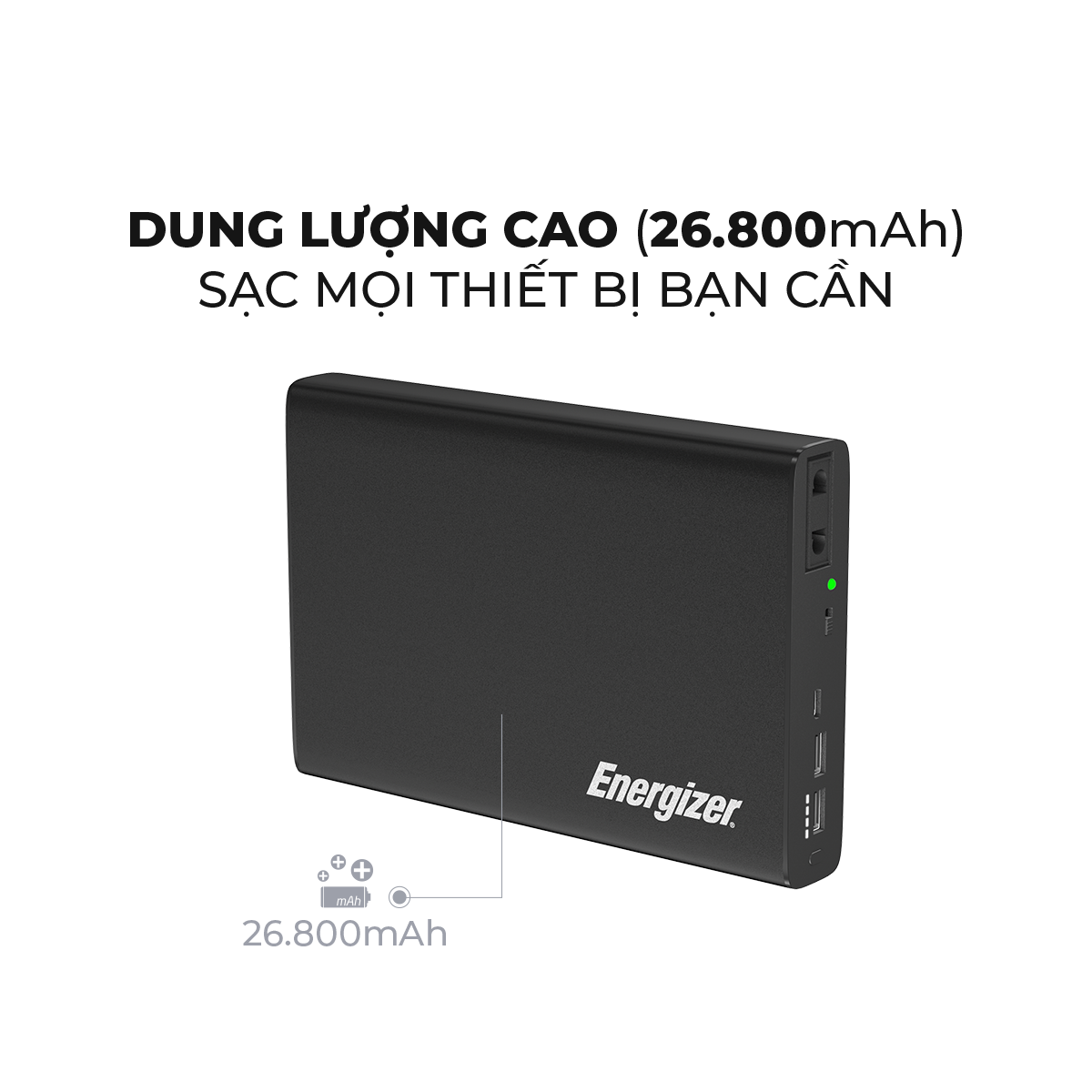 Sạc dự phòng Energizer 26,800mAh /3.7V Li -Ion - XP26800AC- Hàng Chính Hãng