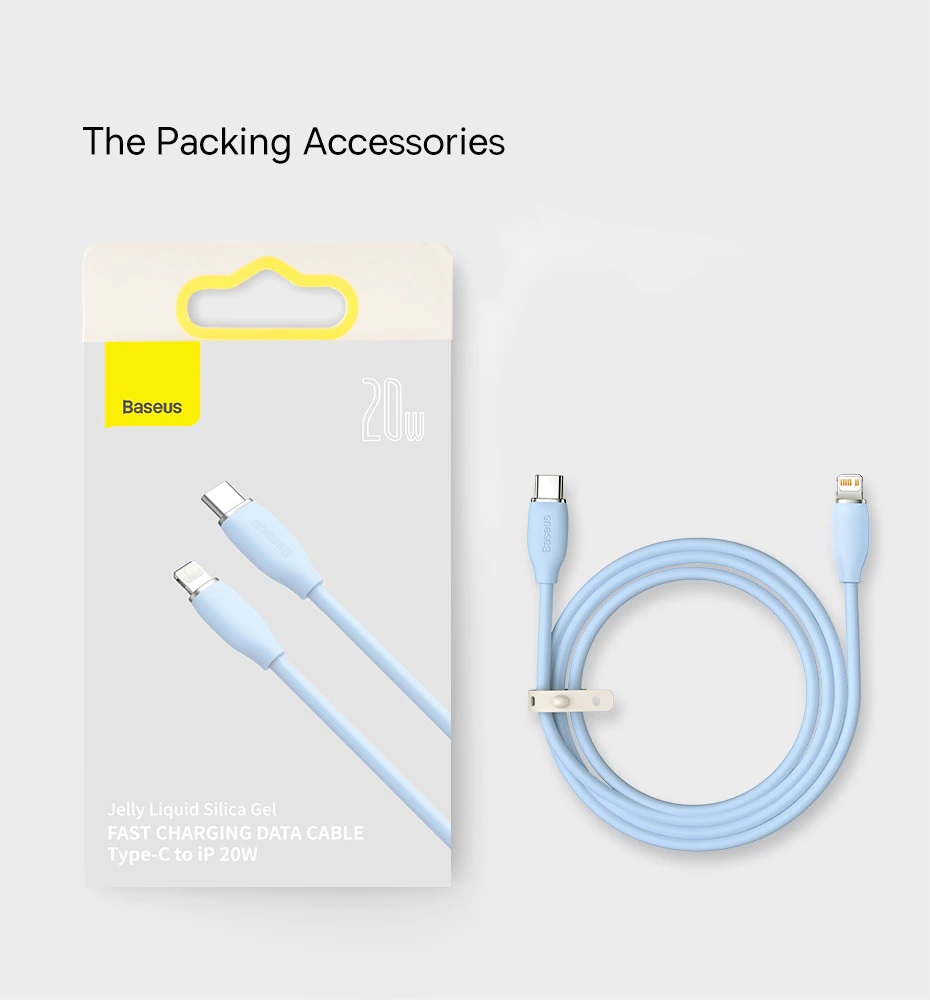 Cáp sạc nhanh Baseus 20W, Cáp sạc C to iPhone 20W cho IP12/13 Baseus Jelly Liquid Silica gel Fast Charging Data Cable - Hàng chính hãng