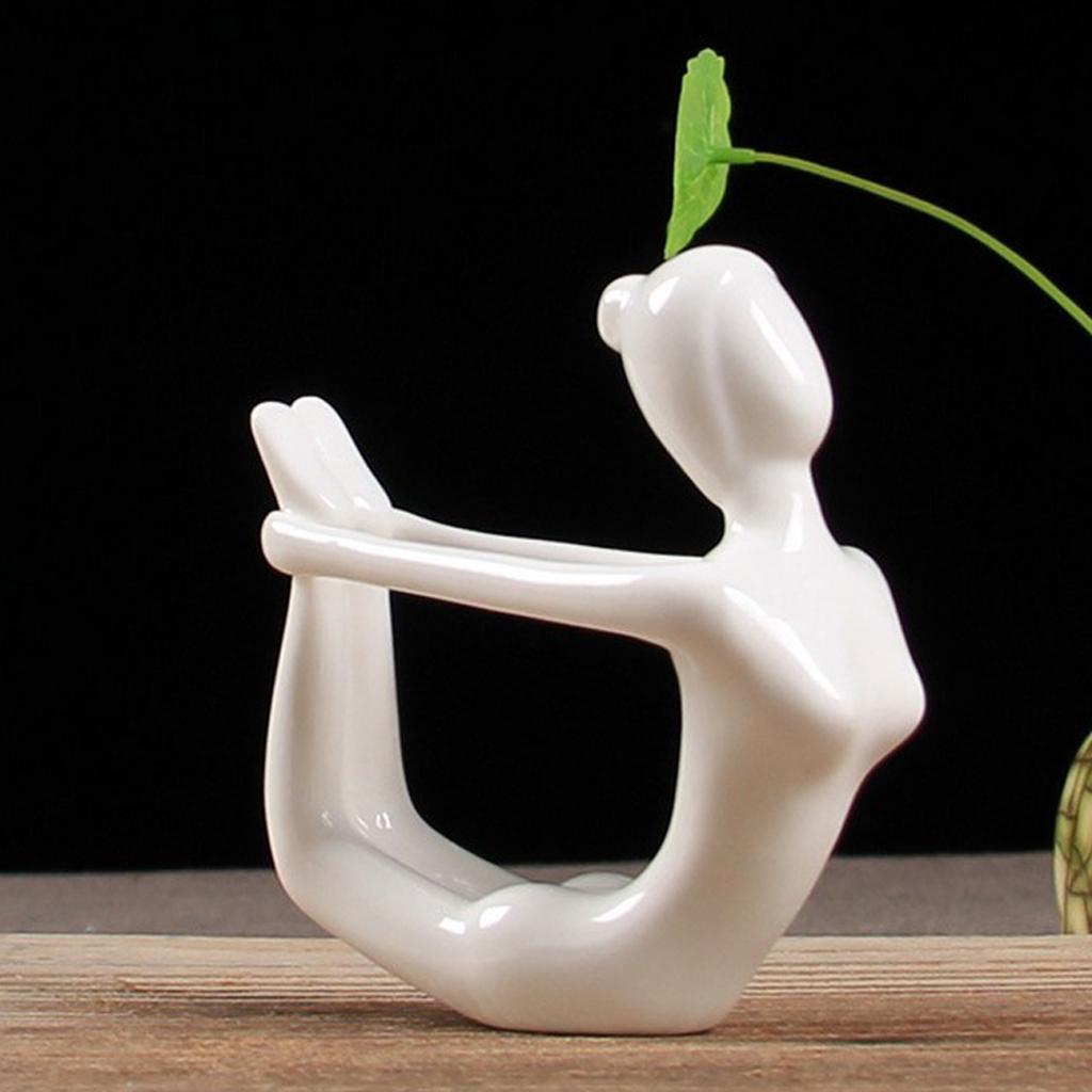 3x Ceramic Yoga Figure Ornament Statue Sculpture Garden Home Decor