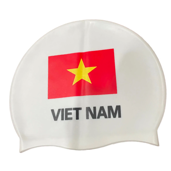Bộ Kính Bơi VIEW V500S Chống Tia UV Chống Sương Mù Và Nón Bơi In Hoạ Tiết Lá Cờ (Trắng) - Hàng Chính Hãng