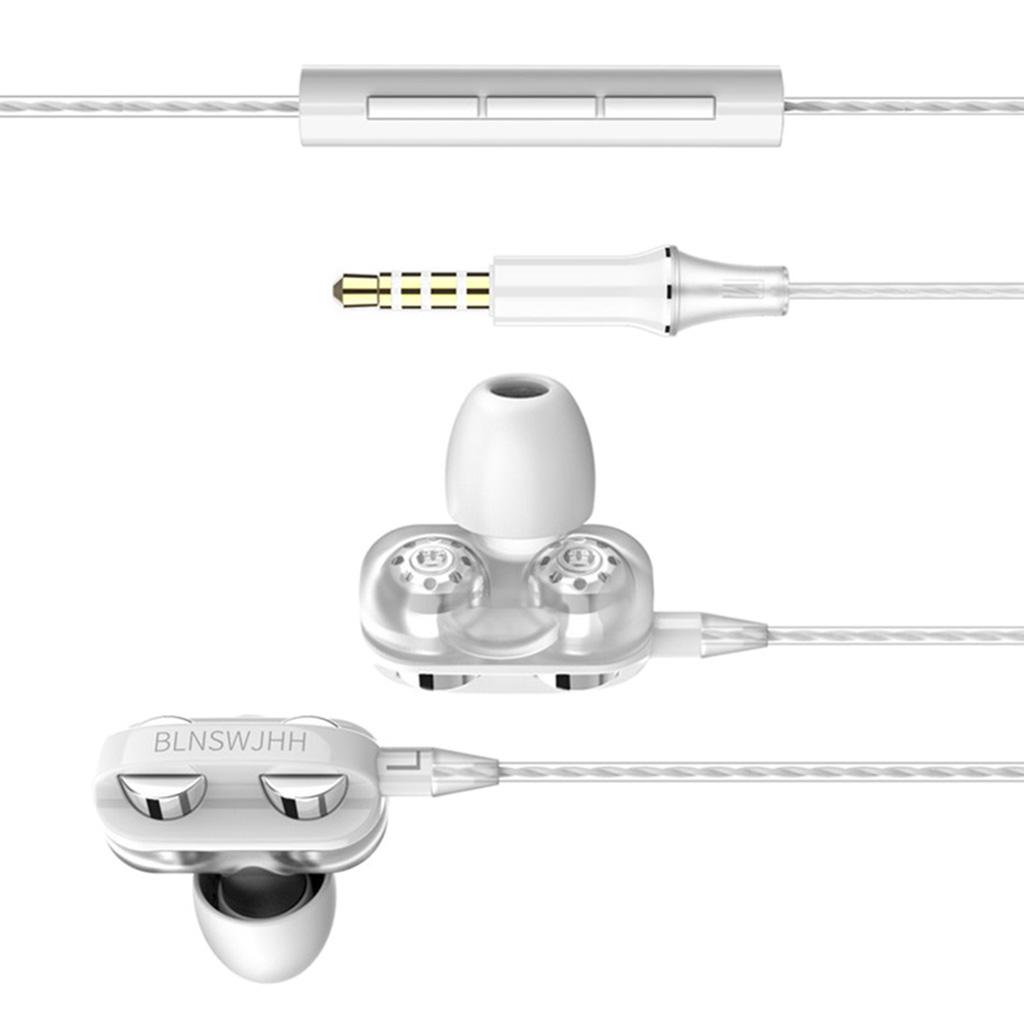 Dual Driver 3.5MM in-Ear Wired Earphones HiFi Stereo Bass Earbuds Headphones with Microphone for Phone Computer Headset
